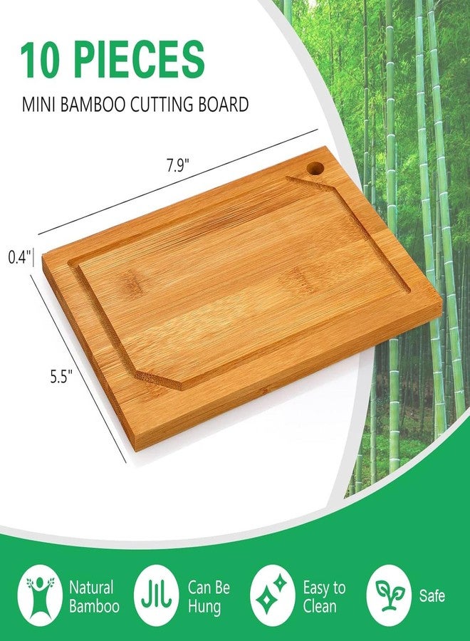 Yinkin 10 Pcs Mini Wedding Charcuterie Boards Bulk Cutting Engraving Halloween Appetizer Trays Bamboo Christmas Thanksgiving Gift Small Kitchen Bar Chopping Wooden Serving for Paint with Juice Groove - Image 2