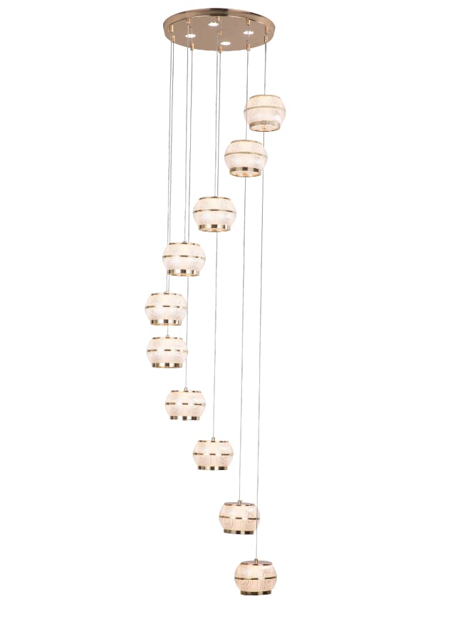 Best Power Luxury 10 Lamps Dimmable LED Chandelier 6554-10 For Indoor Stairs Crystal Rings Pendant Light With 3 Brightness Levels – Stunning Staircase or Entryway Chandelier - Image 2