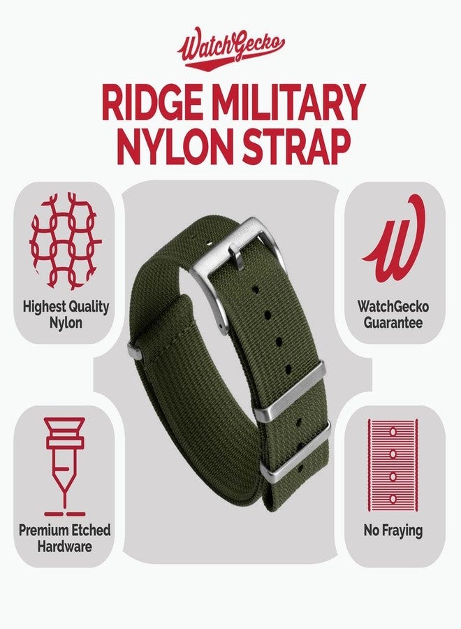 WatchGecko Ridge Military Nylon Watch Strap. Green 22mm. Rugged, Quick-Drying and Secure Replacement Wristwatch Strap for Outdoor Activities. - Image 3