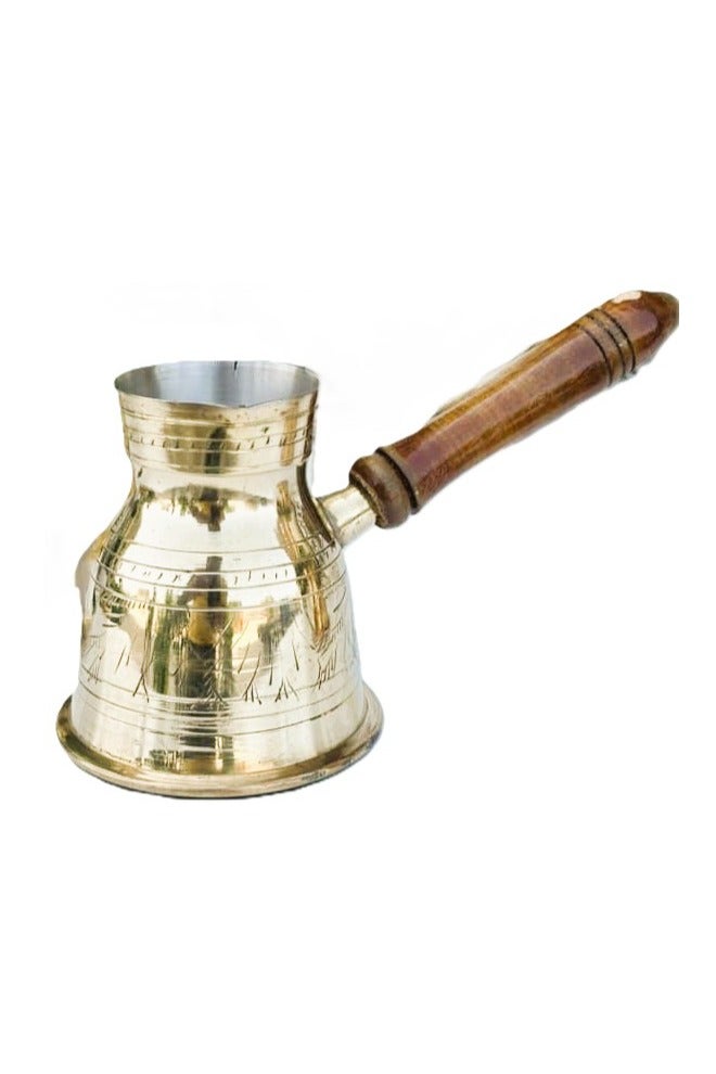 Bin shihoon Turkish coffee pot, copper, 12 cm, with wooden handle, made in India - Image 1