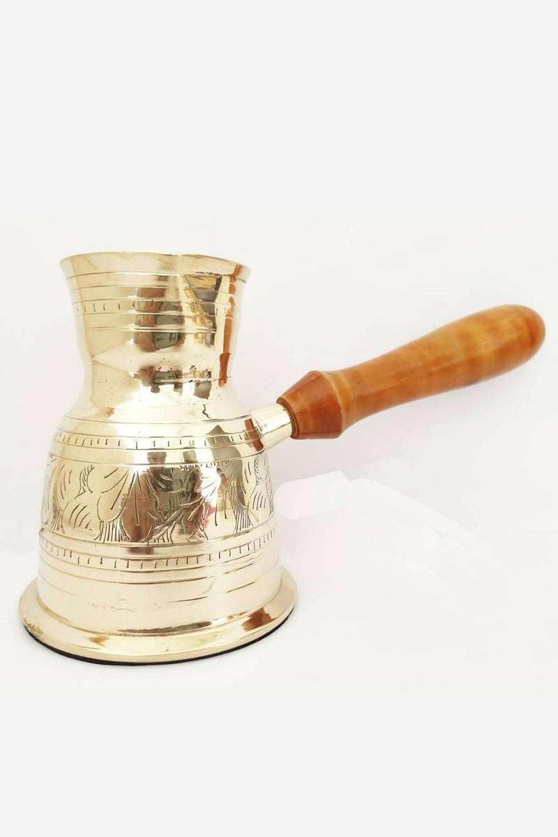 Bin shihoon Turkish coffee pot, copper, 12 cm, with wooden handle, made in India - Image 3