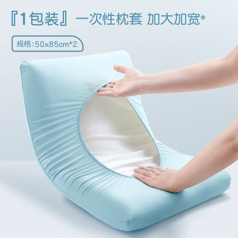 Thick Disposable Pillowcase Travel Elastic Azure blue [1 pack/2 pieces] sterilization and dirt separation 
