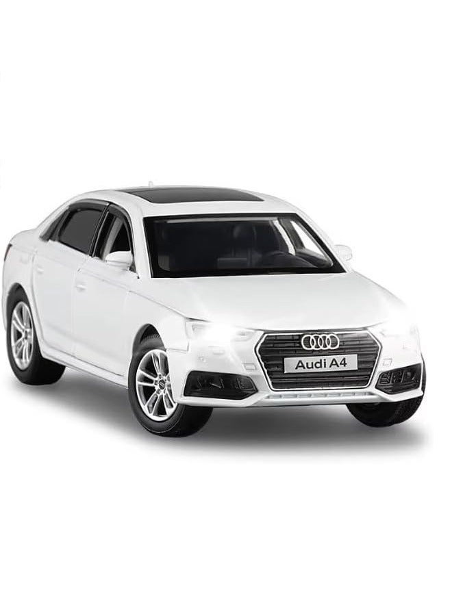 1:32 Scale Audii Pullback Car Model Metal Diecast Toy with Openable Doors, Sound and Light Toy for Kid (white) - Image 1
