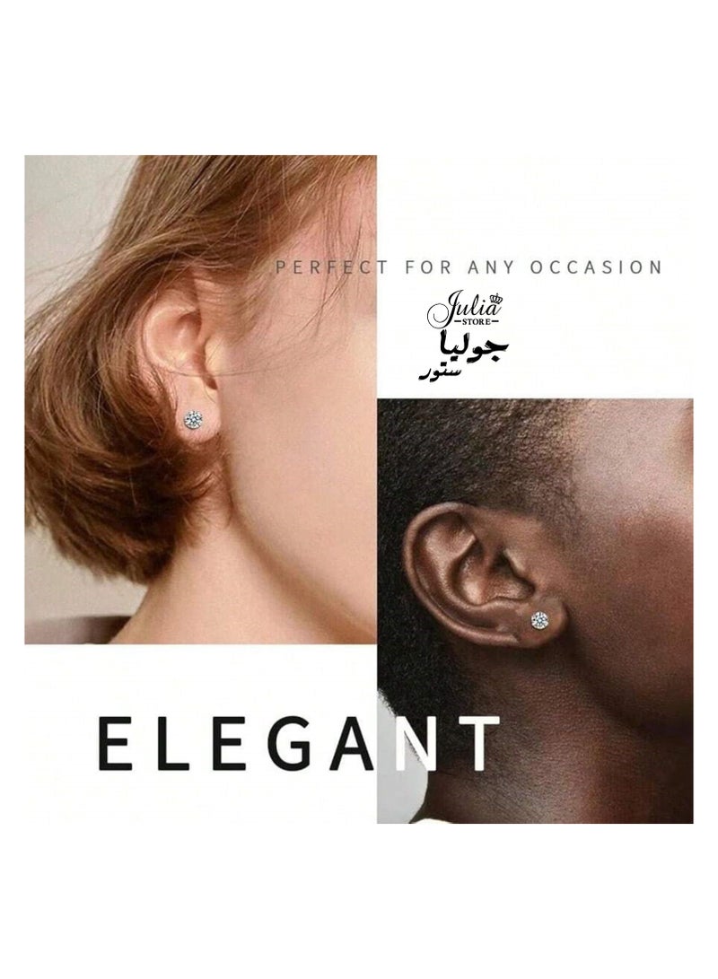 جوليا ستور مجموعة أقراط مرصعة بالألماس من الفولاذ المقاوم للصدأ مطلية بالذهب الأبيض عيار 18 قيراطًا، مجموعة أقراط مرصعة بالزركونيا المكعبة مضادة للحساسية للنساء، مجموعة من الأزواج - Image 4