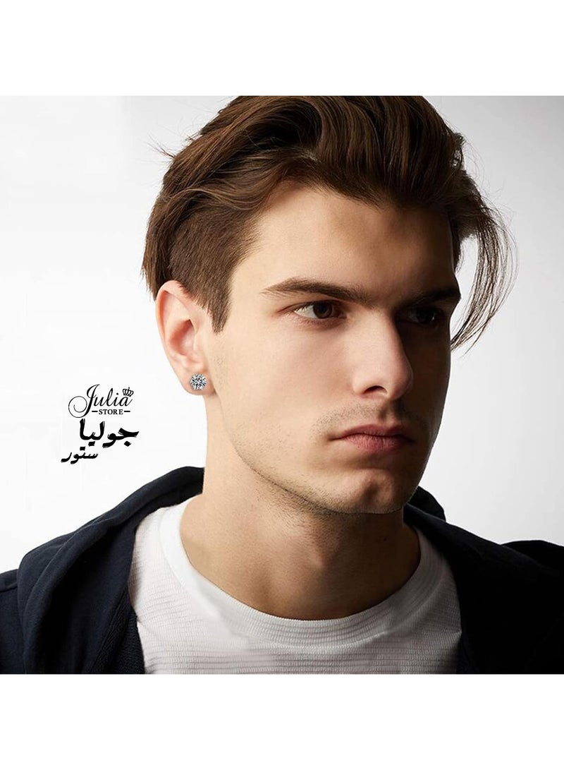 جوليا ستور مجموعة أقراط مرصعة بالألماس من الفولاذ المقاوم للصدأ مطلية بالذهب الأبيض عيار 18 قيراطًا، مجموعة أقراط مرصعة بالزركونيا المكعبة مضادة للحساسية للنساء، مجموعة من الأزواج - Image 5