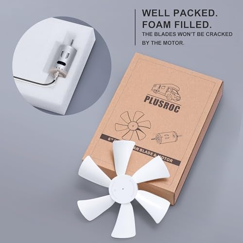 PlusRoc RV Vent Fan Replacement 6 inches RV Exhaust Bathroom Ventilation Roof Ceiling Fan 12V D-Shaft Motor White Fan Blades Compatible with Heng's Elixir Jensen, 130 CFM - Image 2