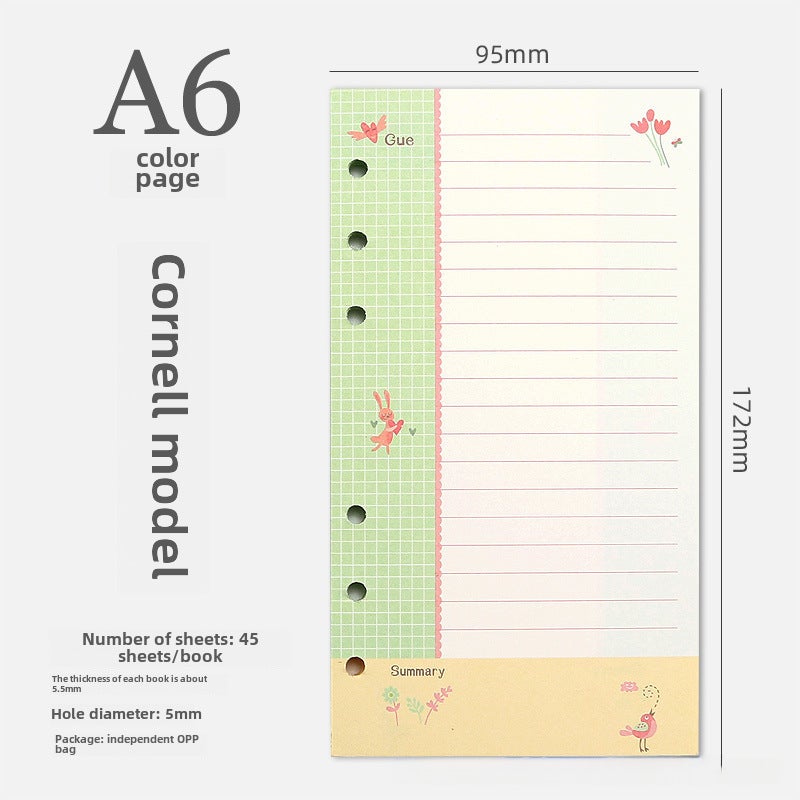 Generic 6-Hole A5/A6 Colorful Blank Dot Grid Planner Refill A6 Cornell 