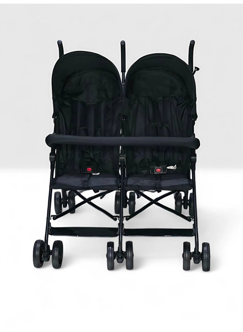 BABYCARA Double Umbrella Stroller, Lightweight Travel Side by Side Twin Stroller with Large Storage, 5-Point Safety Harness, Adjustable Canopy & Compact Fold for 6 to 36 months - Image 4