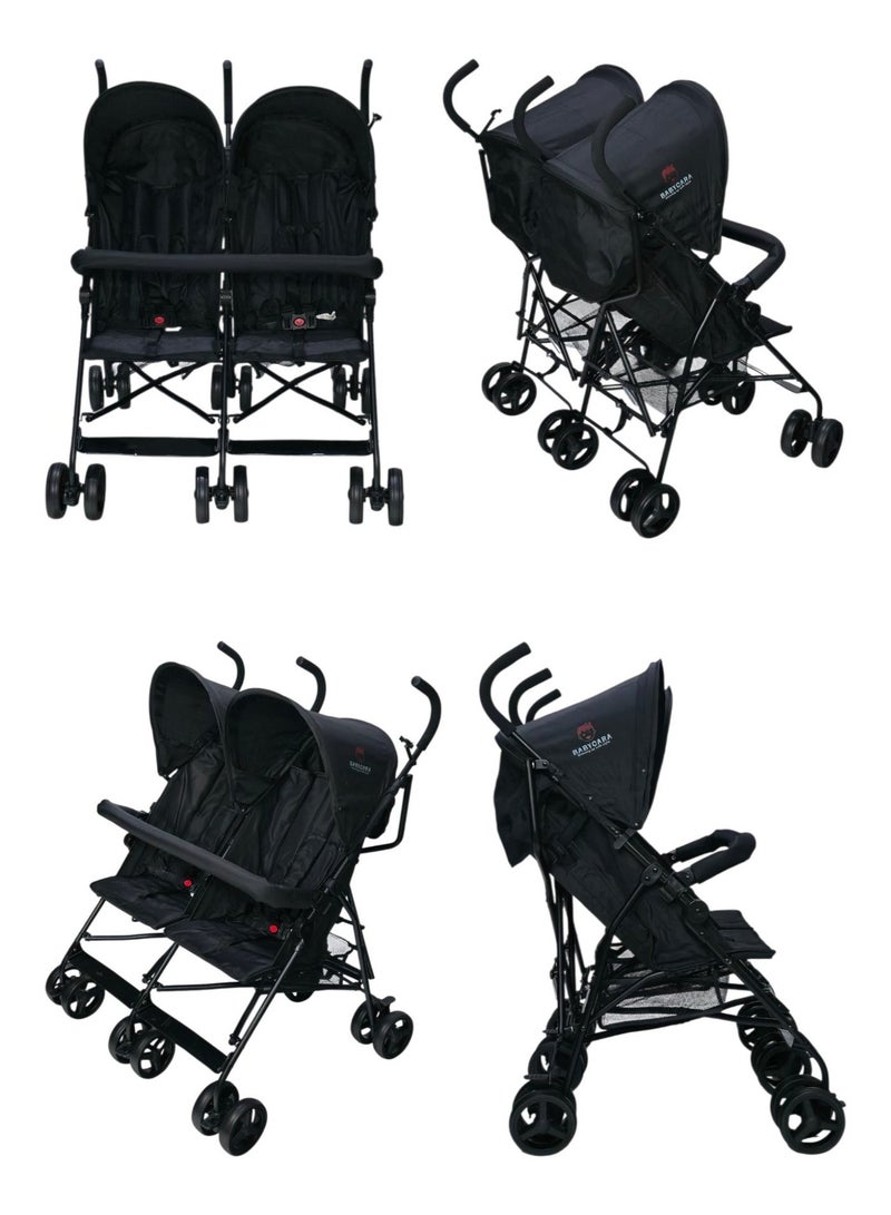 BABYCARA Double Umbrella Stroller, Lightweight Travel Side by Side Twin Stroller with Large Storage, 5-Point Safety Harness, Adjustable Canopy & Compact Fold for 6 to 36 months - Image 2