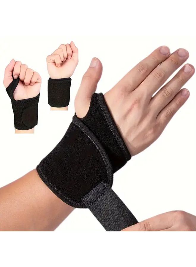 Black Comfortable Sports Adjustable Wrist Brace Wrap for Women Men Work Fitness Weightlifting Gear Compression Sleeve Office Workers Gym Enthusiasts - Image 2