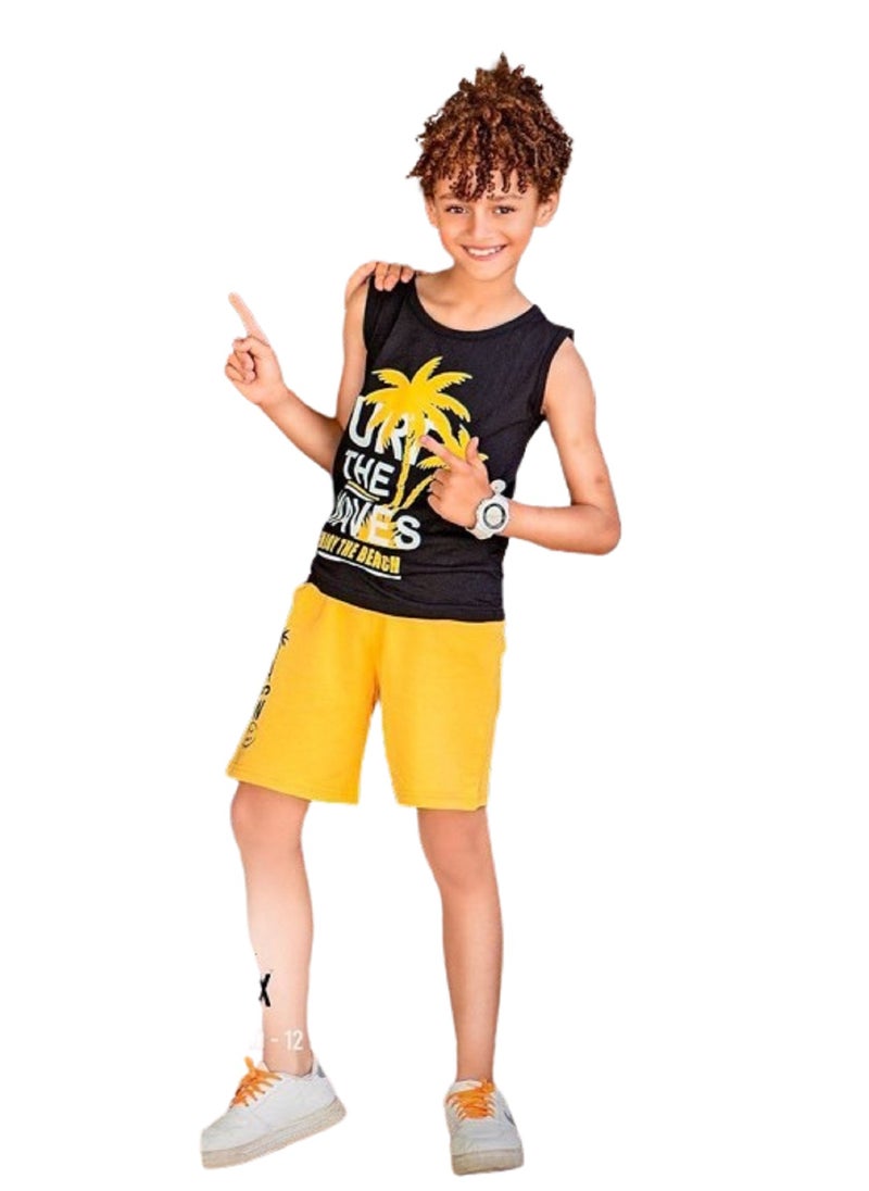 Generic - Boys summer cotton 3-piece set (T-shirt - tank top - shorts) For clubs, training, and quick outings - Image 1
