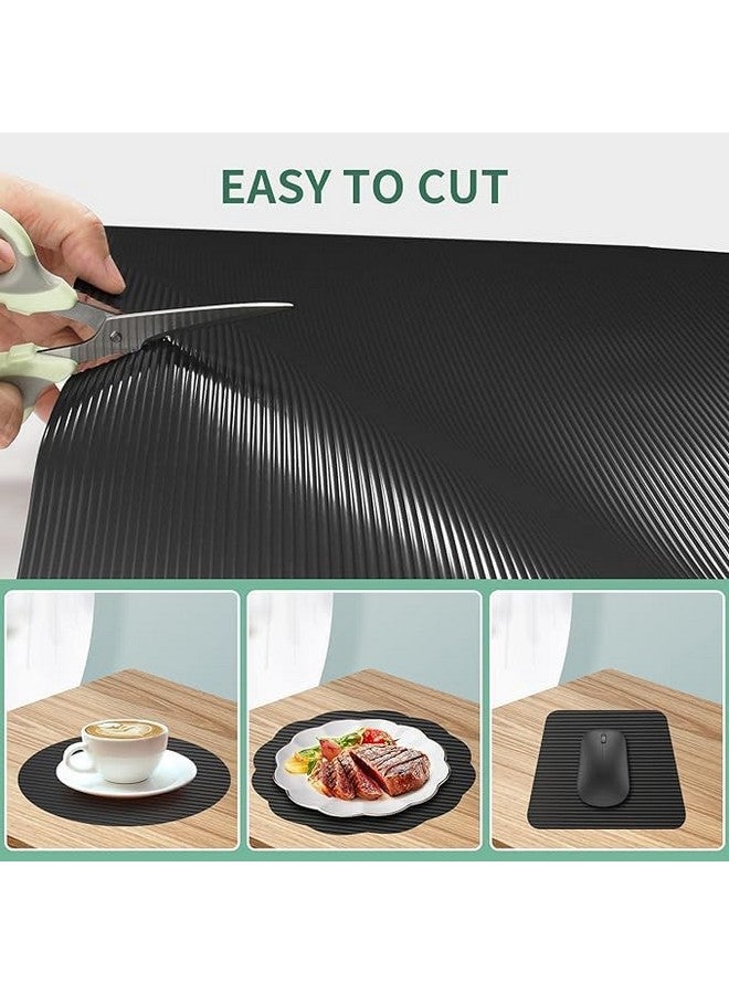 ElastPro حصيرة مطاطية مضادة للانزلاق من إيثيلين فينيل أسيتات 45 سم × 10 م سوداء من الدرجة الغذائية EVA قابلة للغسل للاستخدام في الثلاجة والمطبخ والأدراج ورفوف الطاولات (نقش خطي، أسود) - Image 2