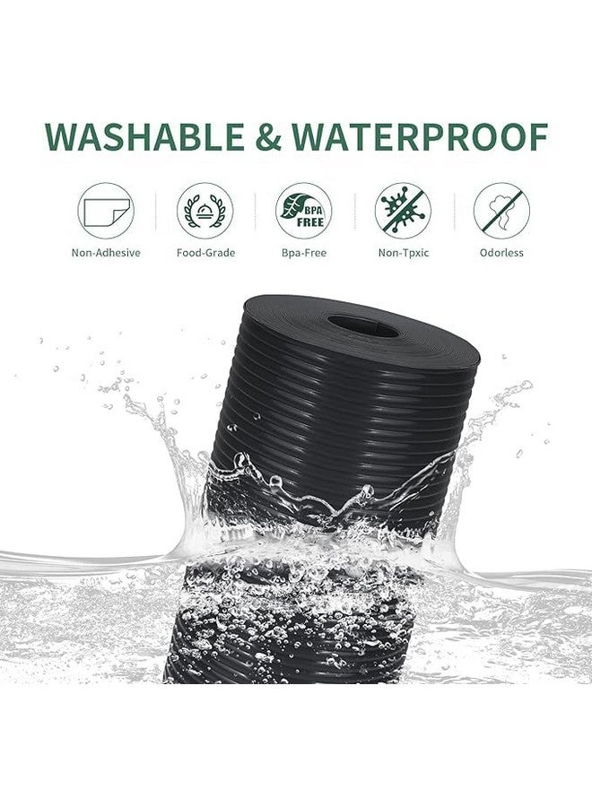 ElastPro حصيرة مطاطية مضادة للانزلاق من إيثيلين فينيل أسيتات 45 سم × 10 م سوداء من الدرجة الغذائية EVA قابلة للغسل للاستخدام في الثلاجة والمطبخ والأدراج ورفوف الطاولات (نقش خطي، أسود) - Image 3