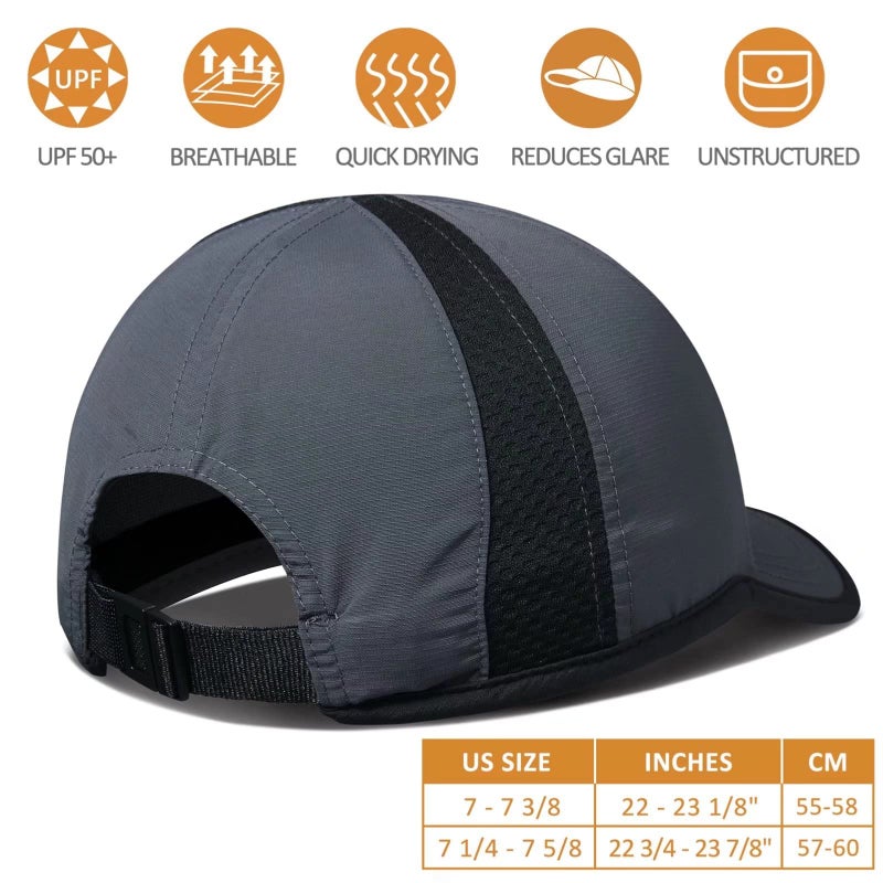 GADIEMKENSD GADIEMKENSD Mens Hats Baseball Cap UPF 50+ Sun Quick Dry Lightweight Breathable Trucker Hat Outdoor Hiking Fishing Run Golf Sports Mesh Hats A Go Running Hat Quick Drying for Men Women Mens Dark Gray  - Image 2