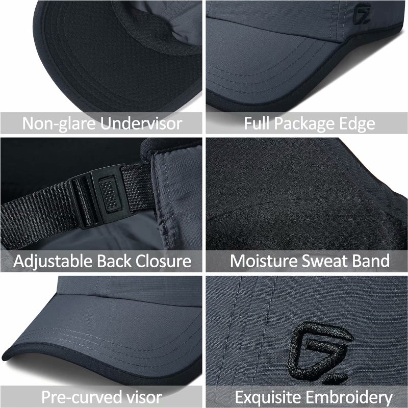 GADIEMKENSD GADIEMKENSD Mens Hats Baseball Cap UPF 50+ Sun Quick Dry Lightweight Breathable Trucker Hat Outdoor Hiking Fishing Run Golf Sports Mesh Hats A Go Running Hat Quick Drying for Men Women Mens Dark Gray  - Image 5