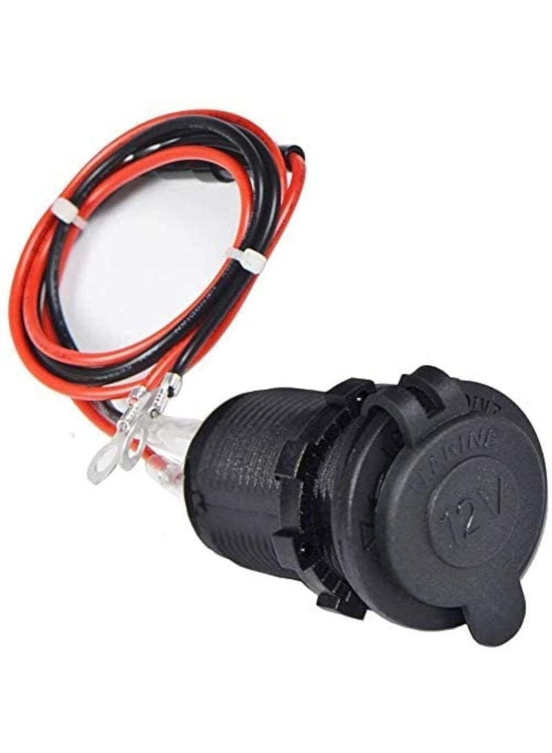 Waterproof Marine Grade 12V/24V DC Cigarette Lighter Socket Outlet with 0.6m Connection Cable for Boat Motorcycle - Image 1