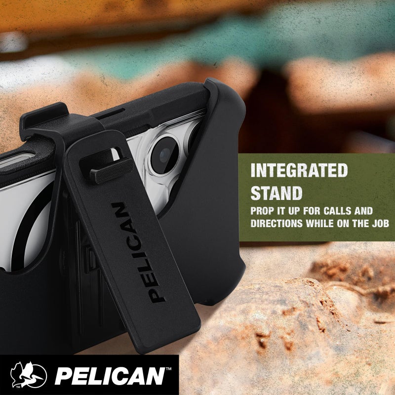 Pelican Voyager iPhone 17 Pro Max Case [Compatible with MagSafe] Rugged Phone Case, 24ft Military-Grade Drop Protection - Heavy Duty Cover w/Belt Clip Holster for iPhone 17 Pro Max - Black/Clear - Image 2