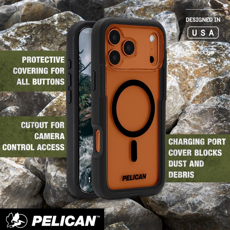 Pelican Voyager iPhone 17 Pro Max Case [Compatible with MagSafe] Rugged Phone Case, 24ft Military-Grade Drop Protection - Heavy Duty Cover w/Belt Clip Holster for iPhone 17 Pro Max - Black/Clear - Image 5