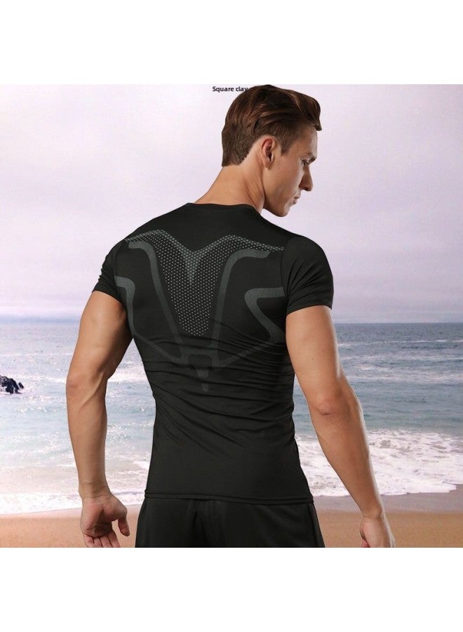 Generic Swimwear Men's Top Swimming Trunks Jellyfish Suit Snorkeling Short-sleeved Sun Protection Surfing Suit Quick-drying Clothing One Wholesale-Color:1011 Swimsuit-Size:3XL ( 87.5kg And Above)  - Image 5