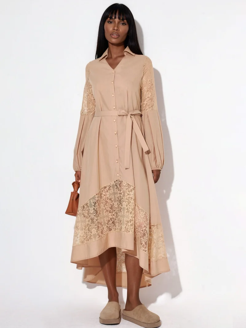 جينيفر Embroidered Midi Wrap Dress