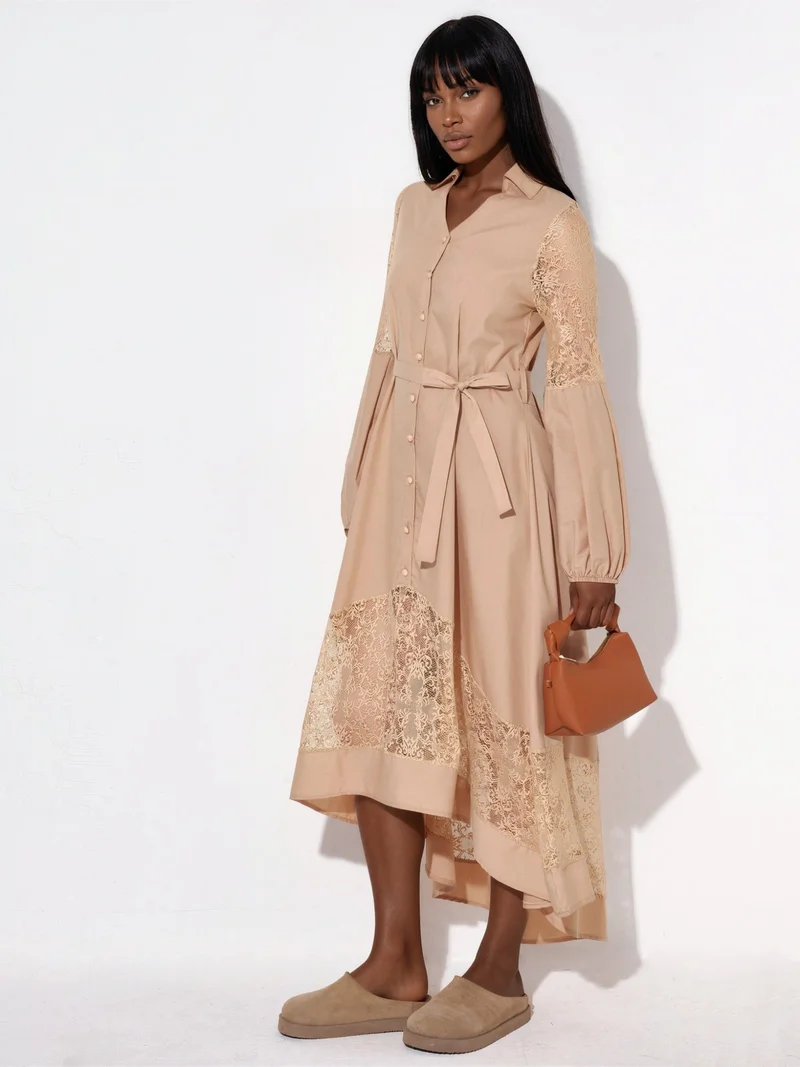 جينيفر Embroidered Midi Wrap Dress