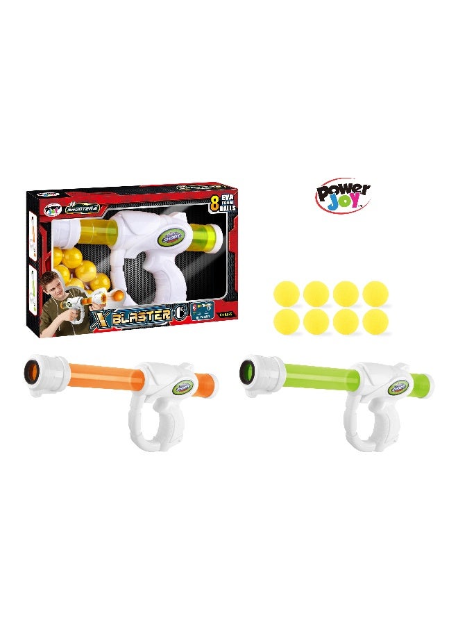 Power Joy Shooterz X Toy Gun Blaster-6 with 8 Pieces Eva Foam Ball, Assorted 1 Piece (Color May Vary) Each Sold Separately | Action Games | Interactive Game | Toy Blaster | Toy Gun Can shoot over 45 feet! | Gift for Kids and Adults - Image 1