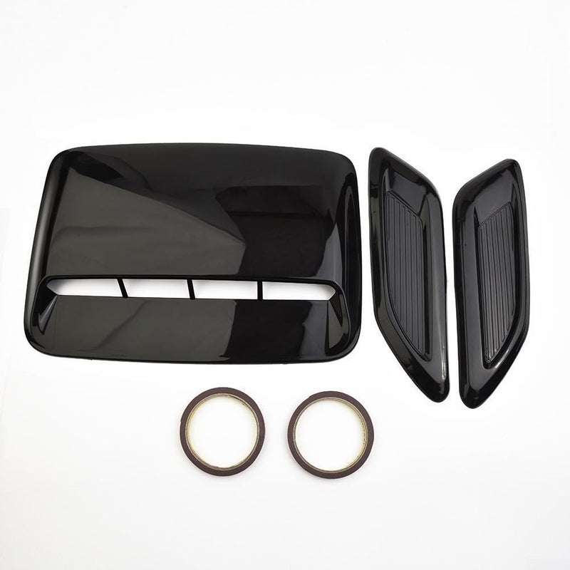 ABS Plastic Car Hood Scoop Kit 3 Piece Glossy Black Decorative Air Flow Vent For Bonnet No Drill Tape - Image 4