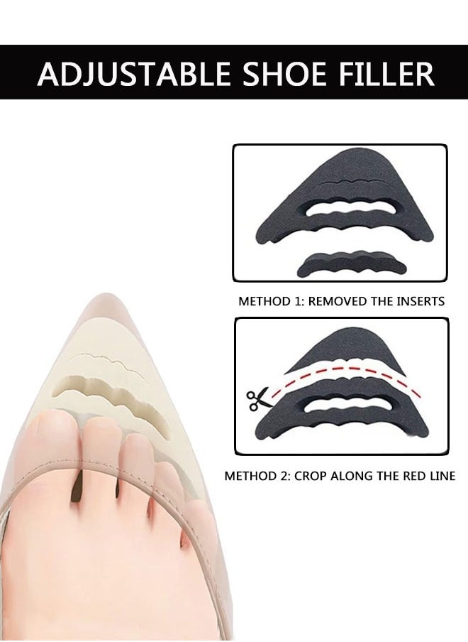 HAWAWA 4 Pairs Shoe Filler High Heel Cushion Pads Adjustable Toe Filler Inserts Front Insoles Heel Grips for Preventing Too Big Shoe from Heel Slipping Blisters Relieve Pain  - Image 3