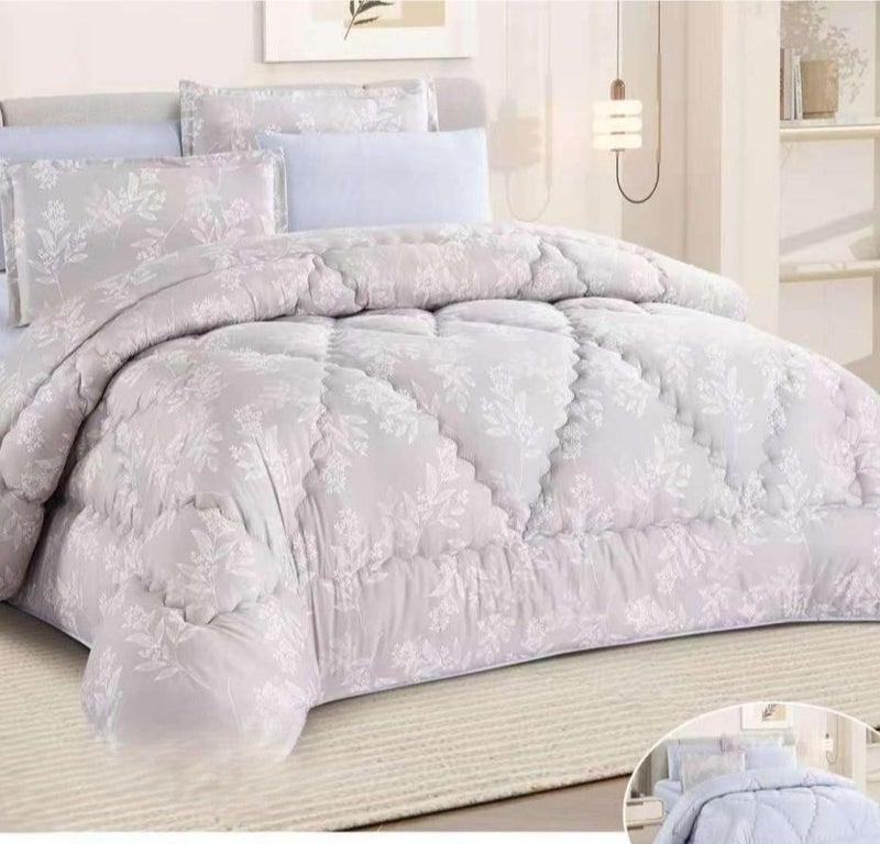 Brides Summer bedspread for two people, floral pattern, reversible, 6 pieces, microfiber material, size 230*250 - Image 1