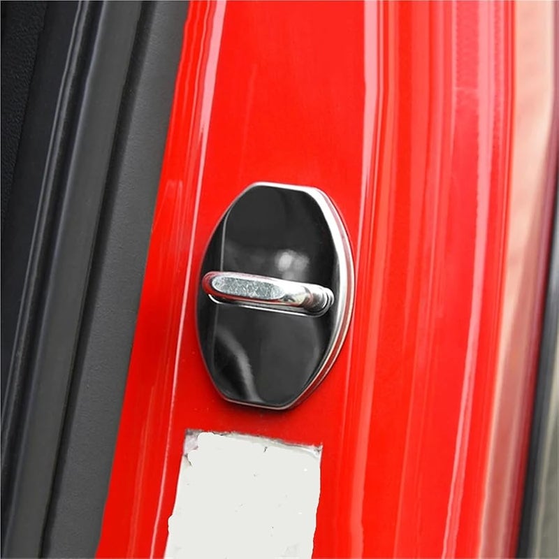 Black Car Door Lock Cover 8pcs Stainless Steel Rustproof Protective Shell for Parking Lot Damage - Image 3