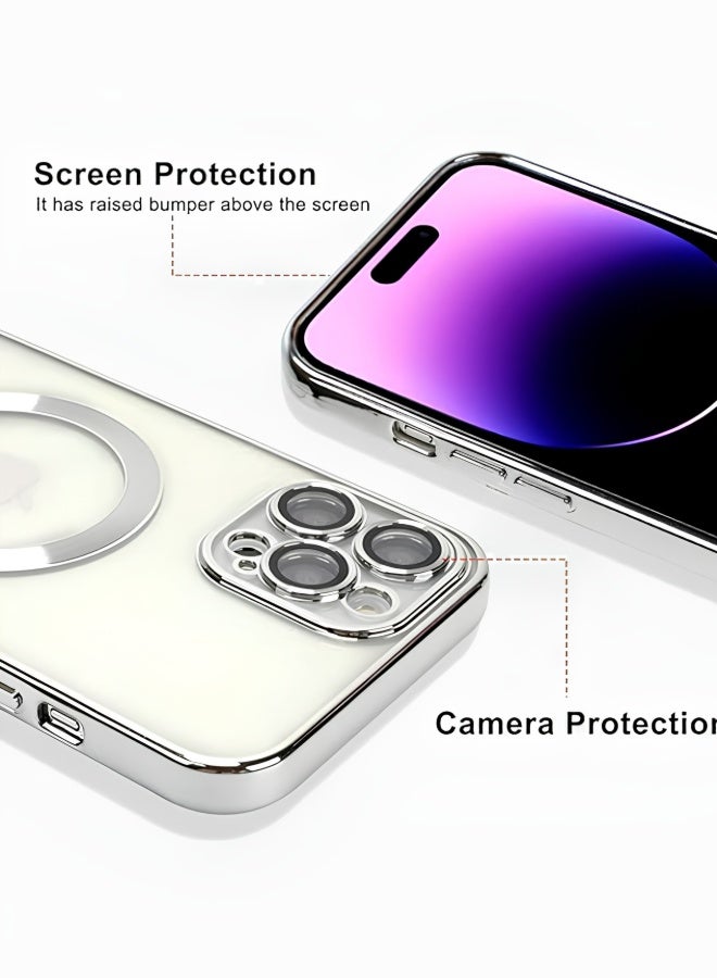 aeen iPhone 17 Pro Max Magnetic Phone Case – Silver Electroplated Transparent Soft Case, Wireless Charging Compatible, Shockproof with Camera Lens Protection - Image 5