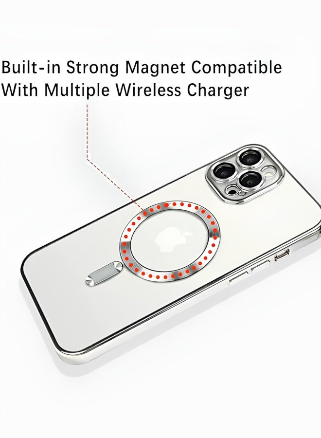 aeen iPhone 17 Pro Max Magnetic Phone Case – Silver Electroplated Transparent Soft Case, Wireless Charging Compatible, Shockproof with Camera Lens Protection - Image 4