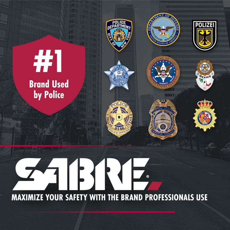 sabre رذاذ الدفاع عن النفس من سابر، تركيبة 3 في 1 تحتوي على رذاذ فلفل بقوة قصوى، غاز مسيل للدموع العسكري CS وصبغة تمييز بالأشعة فوق البنفسجية، حلقة مفاتيح سهلة الحمل للإفراج السريع، قبضة إصبع لتوجيه دقيق، 0.54 أونصة سائلة، عبوتين - Image 5
