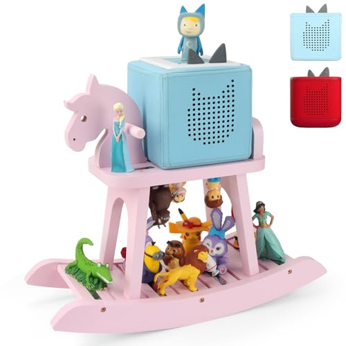 Taladad for Toniebox 2 and Toniebox 1 Tonie Shelf, Tonies Figures Tonies Storage,Magnetic Wooden Floating Shelves Compatible with Tonie Box Player Character (Pink, Horse) - Image 1