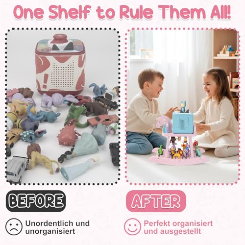 Taladad for Toniebox 2 and Toniebox 1 Tonie Shelf, Tonies Figures Tonies Storage,Magnetic Wooden Floating Shelves Compatible with Tonie Box Player Character (Pink, Horse) - Image 4