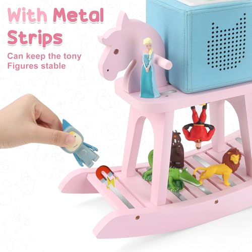 Taladad for Toniebox 2 and Toniebox 1 Tonie Shelf, Tonies Figures Tonies Storage,Magnetic Wooden Floating Shelves Compatible with Tonie Box Player Character (Pink, Horse) - Image 2