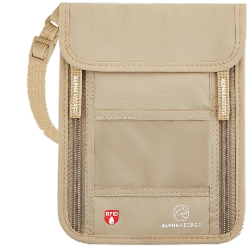 Alpha Keeper محفظة عنق، حقيبة سفر لحامل جواز السفر والمستندات، محفظة عنق للسفر للنساء - Image 1