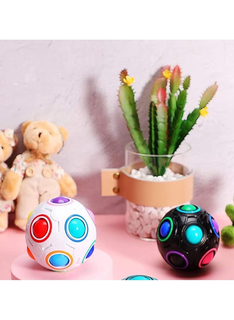 نقوة لعبة كرة ألغاز رينبو قوس قزح ولغز كرة فيدجيت ملونة لعبة أحجية تعليمية للأطفال والكبار 2 قطعة - Image 3