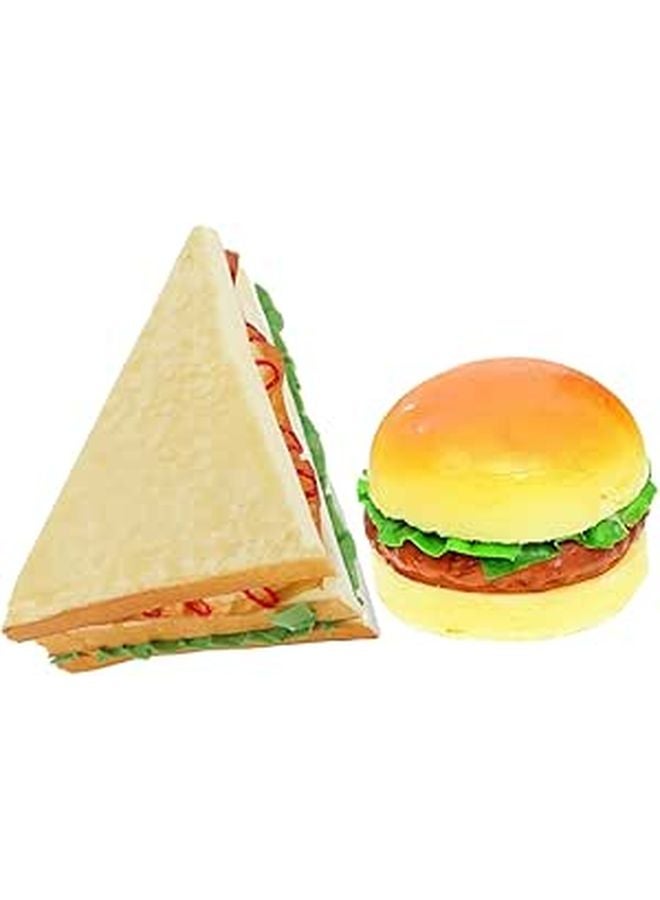 Realistic PU Hamburger Food Model 2PCS Faux Bread Kitchen Home Decoration Photography Prop - Image 1