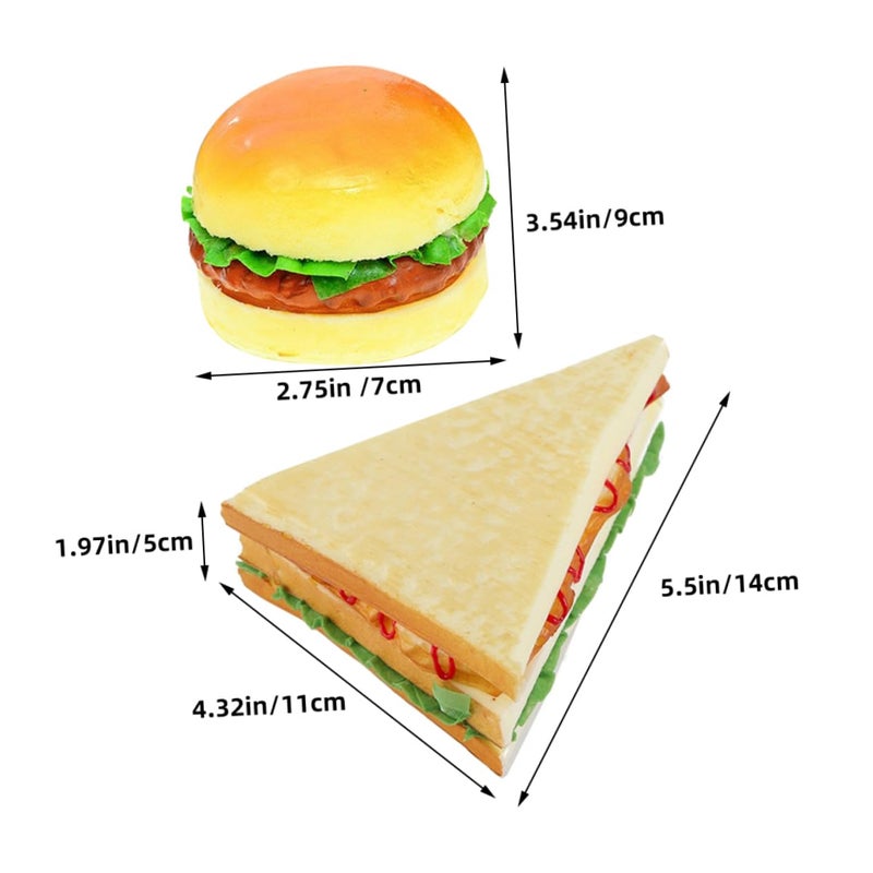 Realistic PU Hamburger Food Model 2PCS Faux Bread Kitchen Home Decoration Photography Prop - Image 3