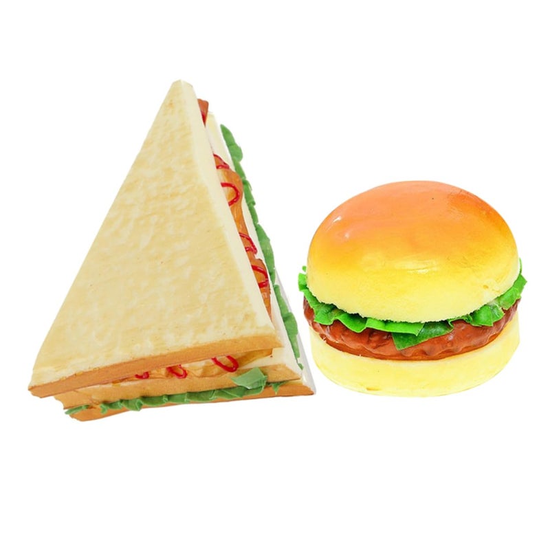 Realistic PU Hamburger Food Model 2PCS Faux Bread Kitchen Home Decoration Photography Prop - Image 2