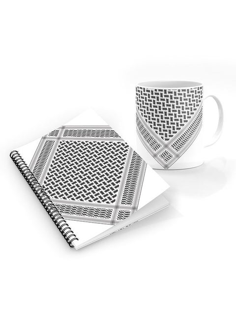 Stylizedd Designer Printed Coffee Mug + A5 Spiral Notebook Memo Notepad Journal Personalised Combo Gift Set  - Victory Shemag(Black)