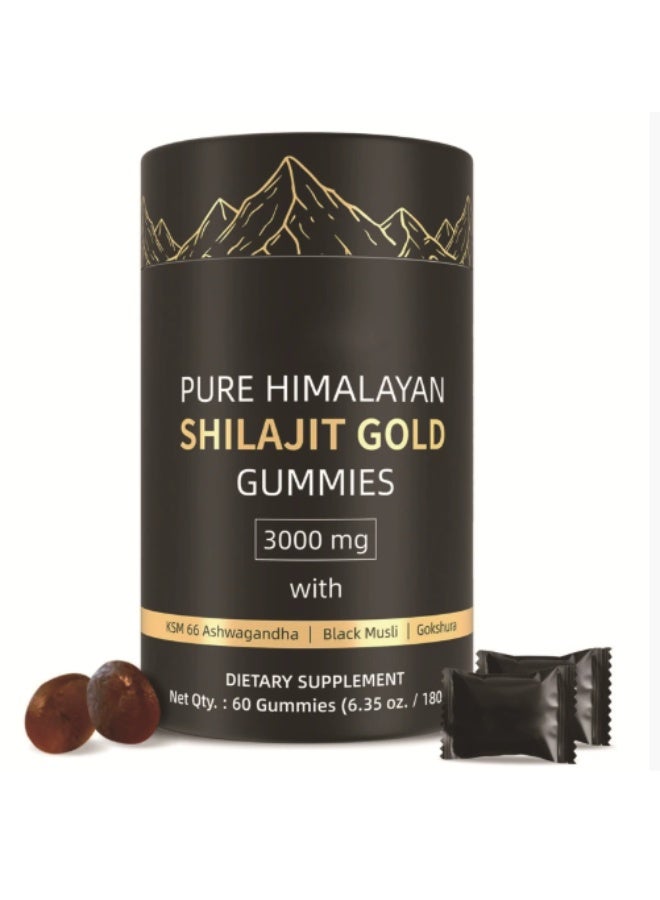 BIYODE Pure Himalayan Shilajit Gummies Gold I Lab Tested I No Added Sugar I Ashwagandha, Gokshura| Fulvic Acid & 85+ Trace Minerals I for Men, Women I Non-GMO I 100% Natural & Organic I 60 Gummy - Image 2