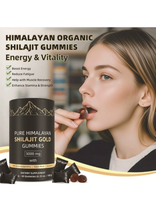 BIYODE Pure Himalayan Shilajit Gummies Gold I Lab Tested I No Added Sugar I Ashwagandha, Gokshura| Fulvic Acid & 85+ Trace Minerals I for Men, Women I Non-GMO I 100% Natural & Organic I 60 Gummy - Image 3