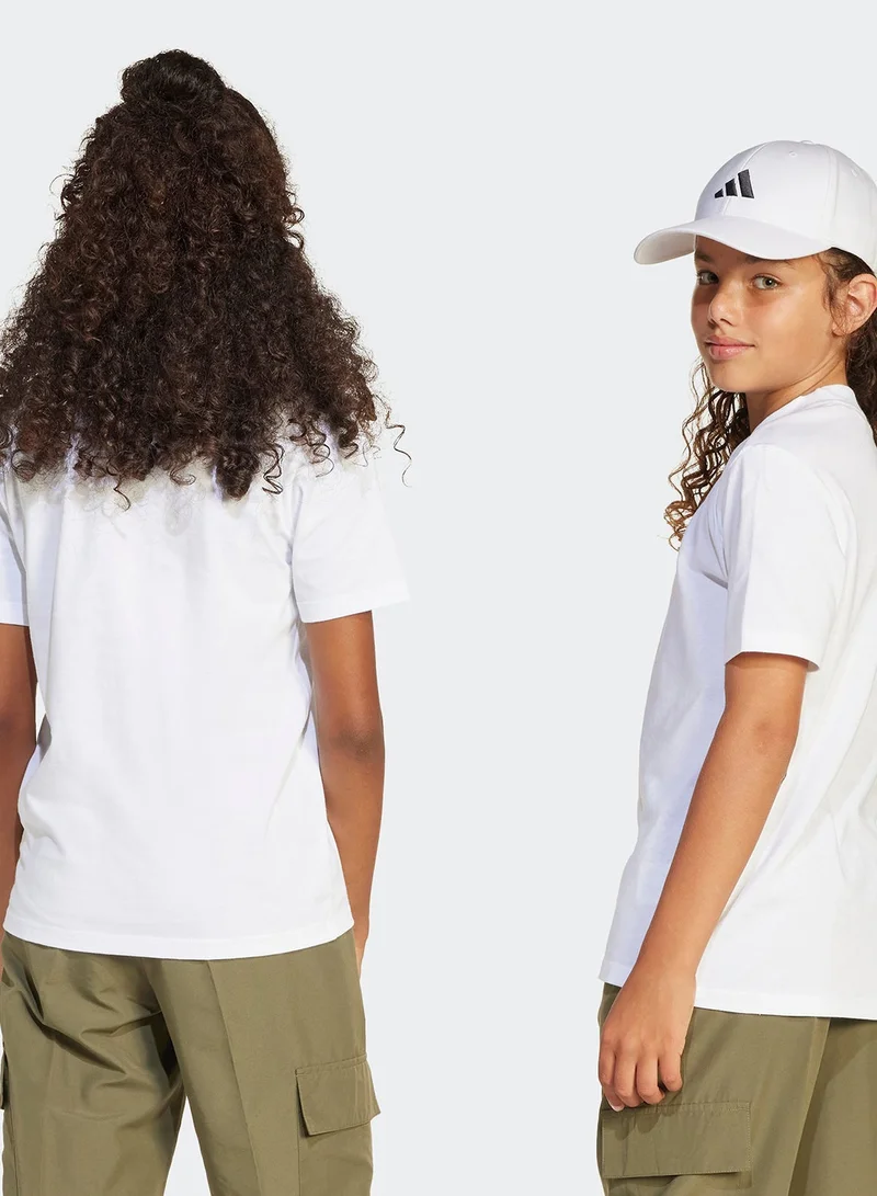 adidas تيشيرت أطفال أبيض بأكمام قصيرة