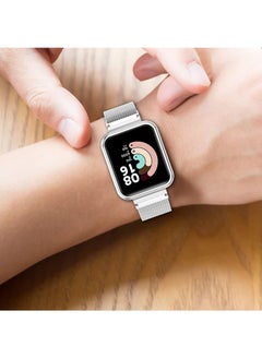Generic 2 in 1 Stainless Steel Band With Cover Metal Watch Strap With Metal Case For Xiaomi Mi Watch Lite / Redmi Watch Bracelet Frame Cover Protective Case Metal Watchband Wrist (Silver)  - Image 2