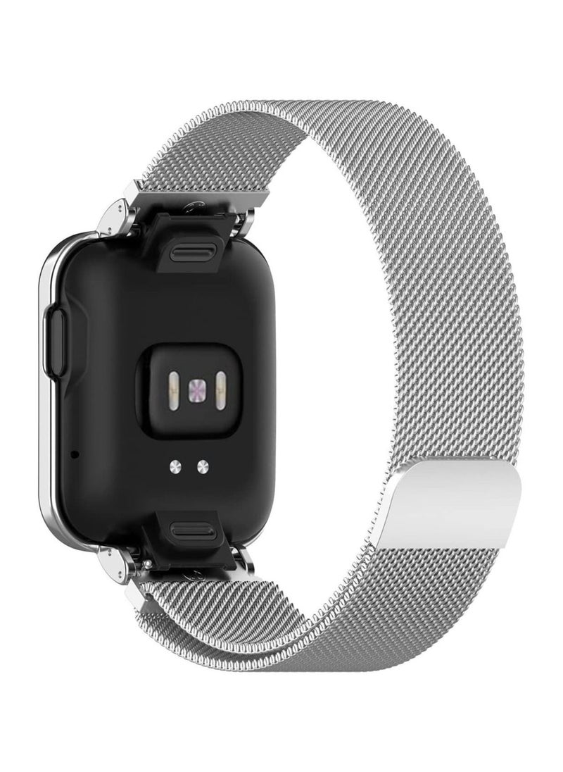 Generic 2 in 1 Stainless Steel Band With Cover Metal Watch Strap With Metal Case For Xiaomi Mi Watch Lite / Redmi Watch Bracelet Frame Cover Protective Case Metal Watchband Wrist (Silver)  - Image 4