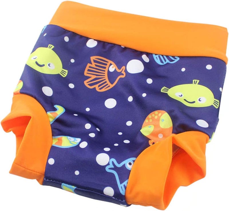 Leideur Baby Swim Nappies for Kids Cover Diaper High-Waisted Swimming Shorts (0-2 Years, Navy Stripe+Blue (Fish)) - Image 5