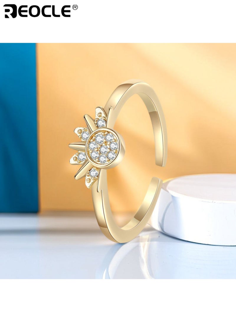 REOCLE 2PCS Adjustable Sun and Moon Celestial Ring Set for Women Stackable Rings Perfect Friendship Gifts Matching for Best Friends Ideal for Teen Girls BirthdayAnniversary Gift Giving - Image 2