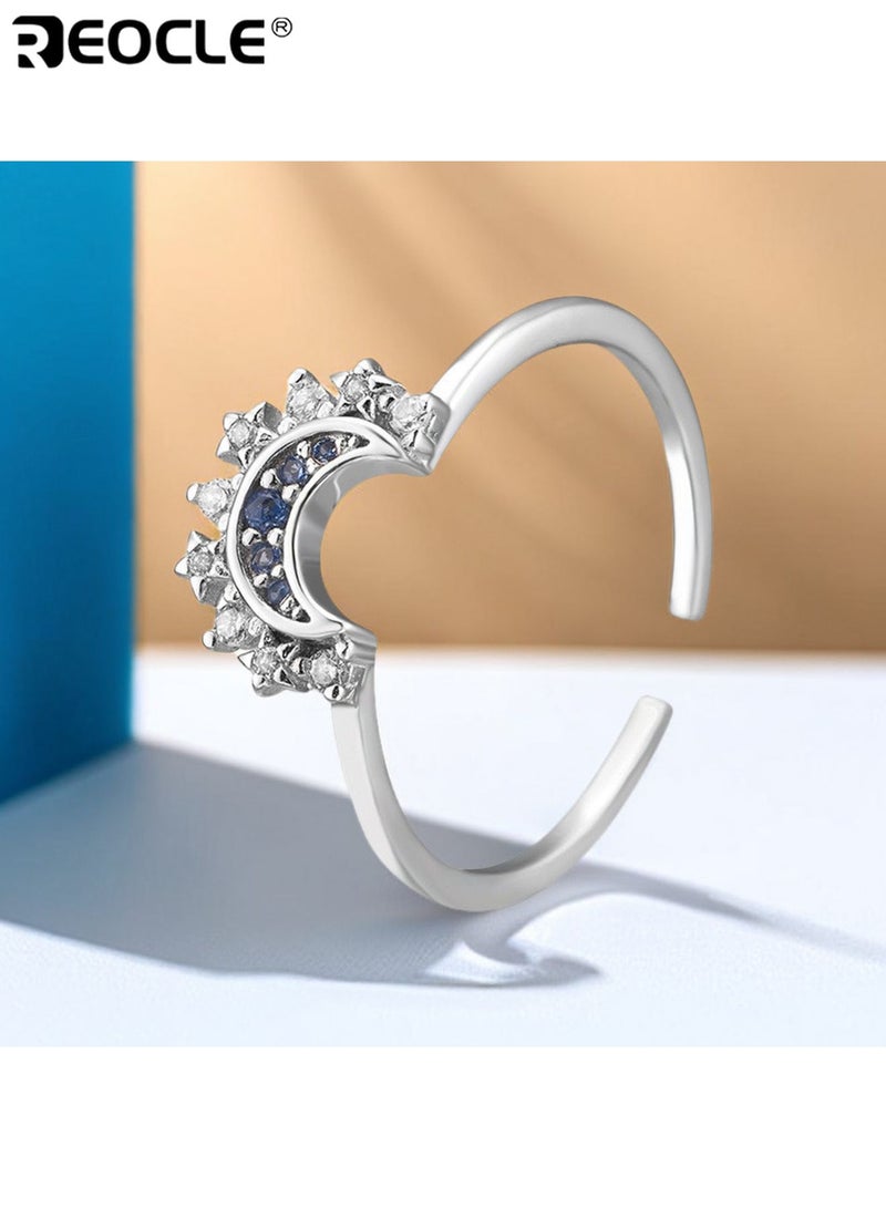 REOCLE 2PCS Adjustable Sun and Moon Celestial Ring Set for Women Stackable Rings Perfect Friendship Gifts Matching for Best Friends Ideal for Teen Girls BirthdayAnniversary Gift Giving - Image 3